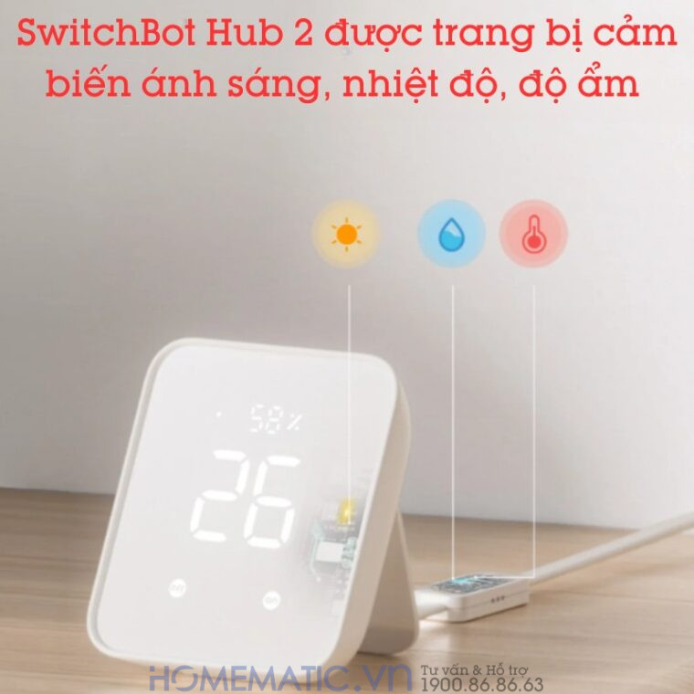 Bộ điều Khiển Trung Tâm Nhà Thông Minh Có Nhiệt ẩm Kế Switchbot Hub 2 Sb-h2 Chuẩn Master