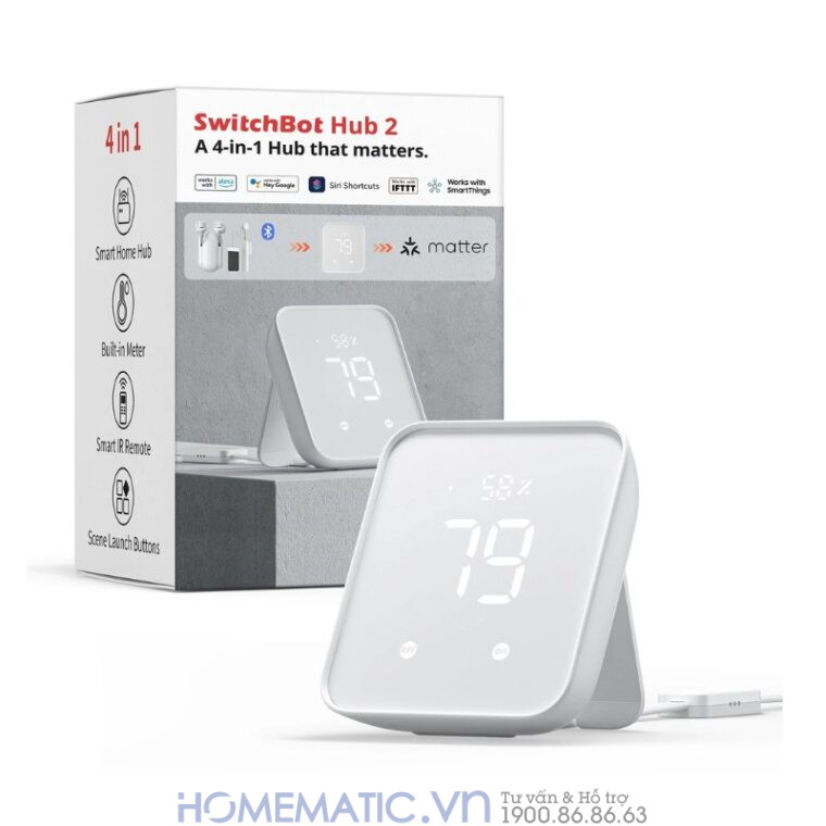 Bộ điều Khiển Trung Tâm Nhà Thông Minh Có Nhiệt ẩm Kế Switchbot Hub 2 Sb-h2 Chuẩn Master