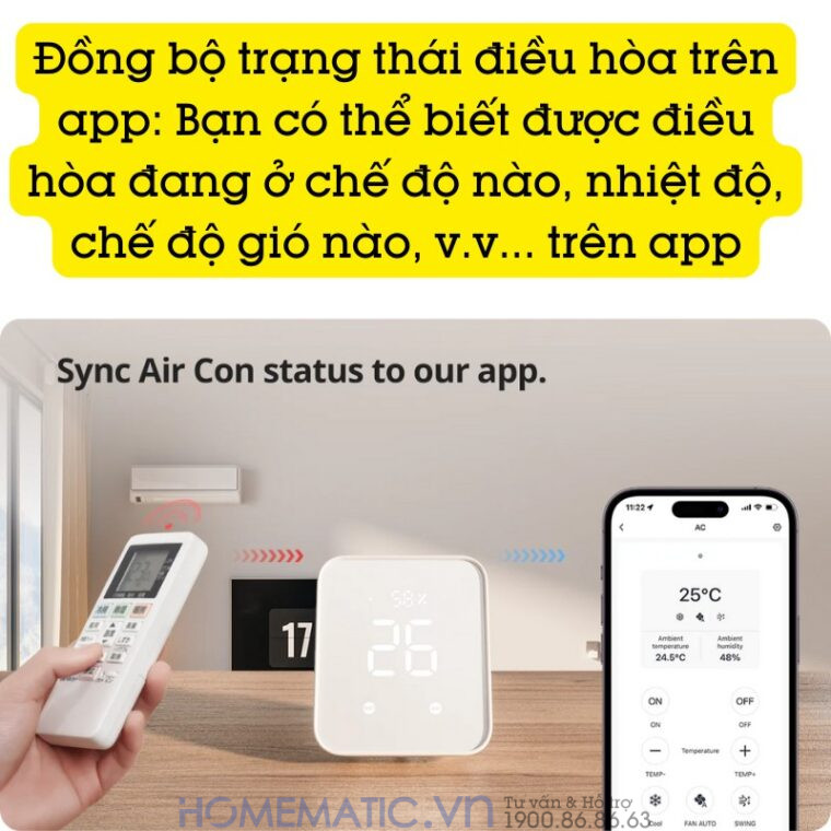 Bộ điều Khiển Trung Tâm Nhà Thông Minh Có Nhiệt ẩm Kế Switchbot Hub 2 Sb-h2 Chuẩn Master đồng bộ trạng thái điều hòa