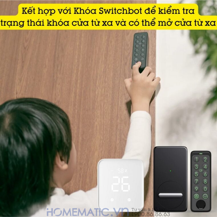Bộ điều Khiển Trung Tâm Nhà Thông Minh Có Nhiệt ẩm Kế Switchbot Hub 2 Sb-h2 Chuẩn Master kết hợp với khóa thông minh