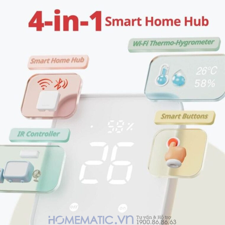 Bộ điều Khiển Trung Tâm Nhà Thông Minh Có Nhiệt ẩm Kế Switchbot Hub 2 Sb-h2 Chuẩn Master
