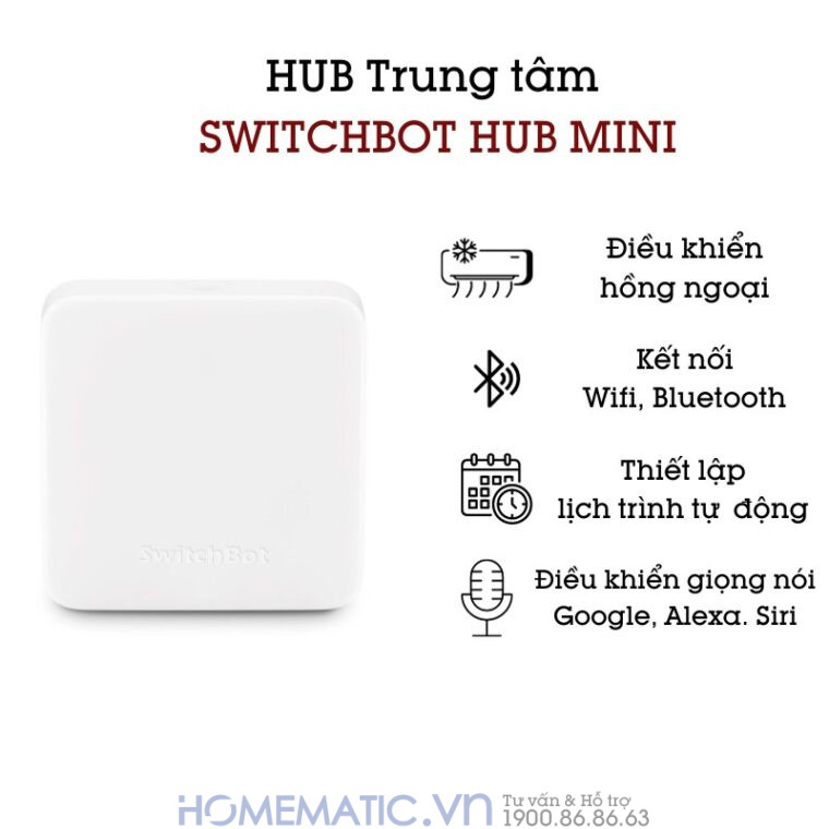 Bộ điều Khiển Trung Tâm Wifi Thiết Bị Hồng Ngoại + Bluetooth Switchbot Hub Mini Sb-hm