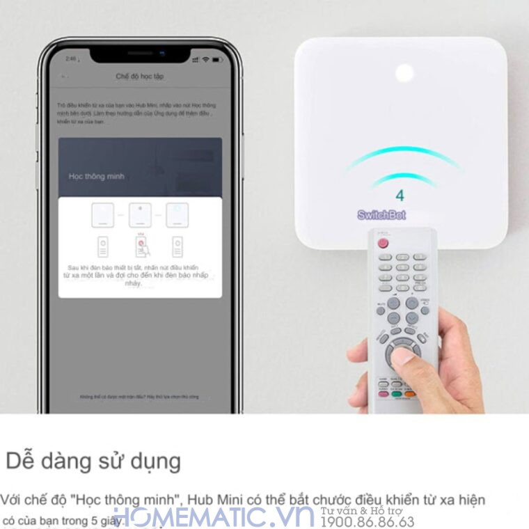 Bộ điều Khiển Trung Tâm Wifi Thiết Bị Hồng Ngoại + Bluetooth Switchbot Hub Mini Sb-hm
