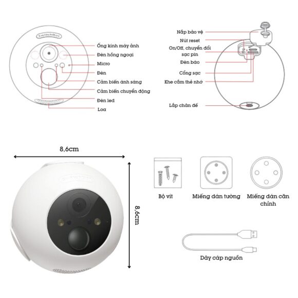 Camera Wifi Ngoài Trời Có đèn Chống Trộm Switchbot Outdoor Spotlight Cam Sb-osc