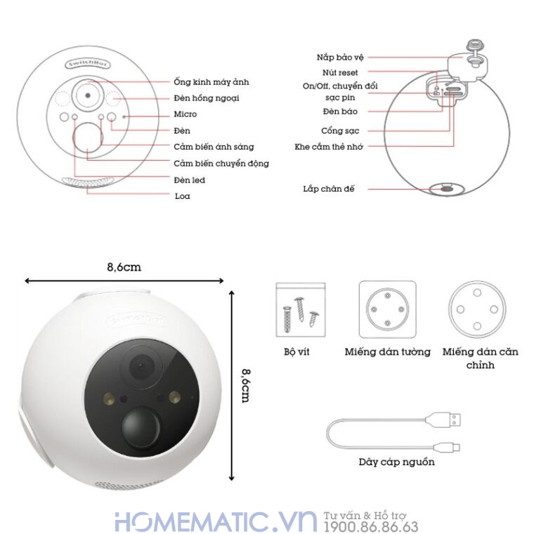 Camera Wifi Ngoài Trời Có đèn Chống Trộm Switchbot Outdoor Spotlight Cam Sb-osc