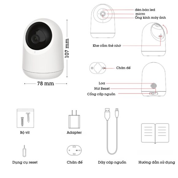 Camera Wifi Trong Nhà Quay 360 độ Switchbot Pan Tilt Cam Sb-ptc