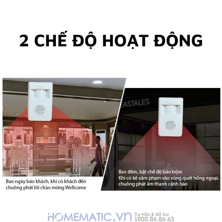 Chuông Báo Khách Chống Trộm Hồng Ngoại Báo động Có Người Vào Nhà Chuông Báo Khách Chống Trộm Hồng Ngoại Báo động Có Người Vào Nhà