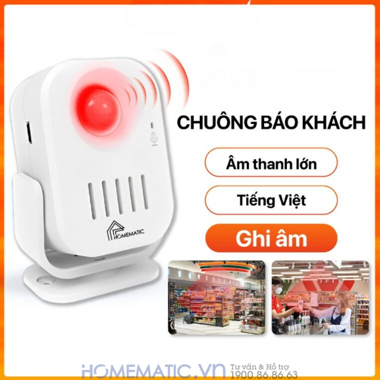 Chuông Báo Khách Hỗ Trợ Thu âm Tiếng Việt Homematic Ms68