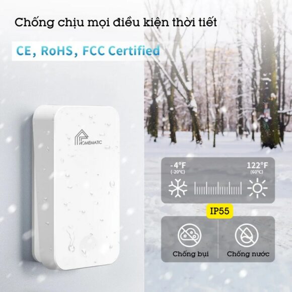 Chuông Cửa Không Dây Không Dùng Pin Homematic G4lw có khả năng chống chịu thời tiết