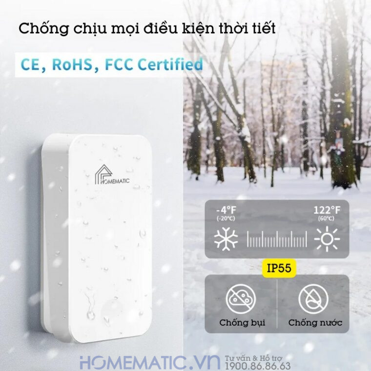 Chuông Cửa Không Dây Không Dùng Pin Homematic G4lw có khả năng chống chịu thời tiết Chuông Cửa Không Dây Không Dùng Pin Homematic G4lw có khả năng chống chịu thời tiết