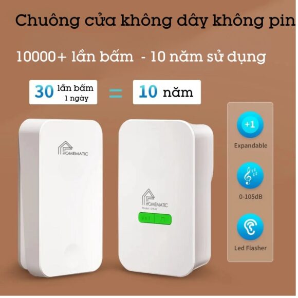 Chuông Cửa Không Dây Không Dùng Pin Homematic G4lw độ bền 10 năm sử dụng