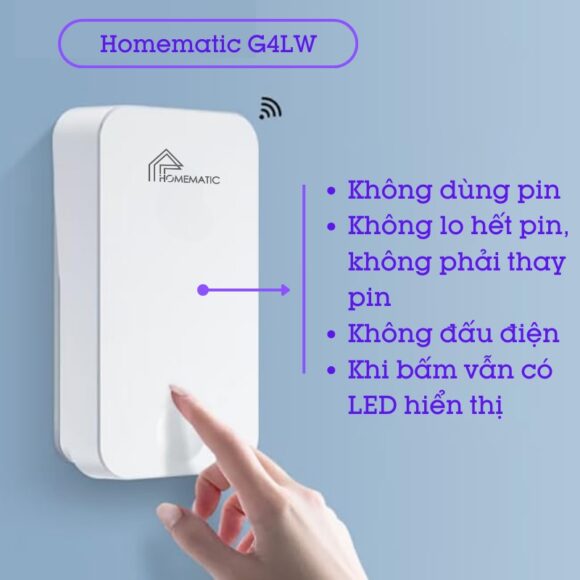 Chuông Cửa Không Dây Không Dùng Pin Homematic G4lw không lo hết pin