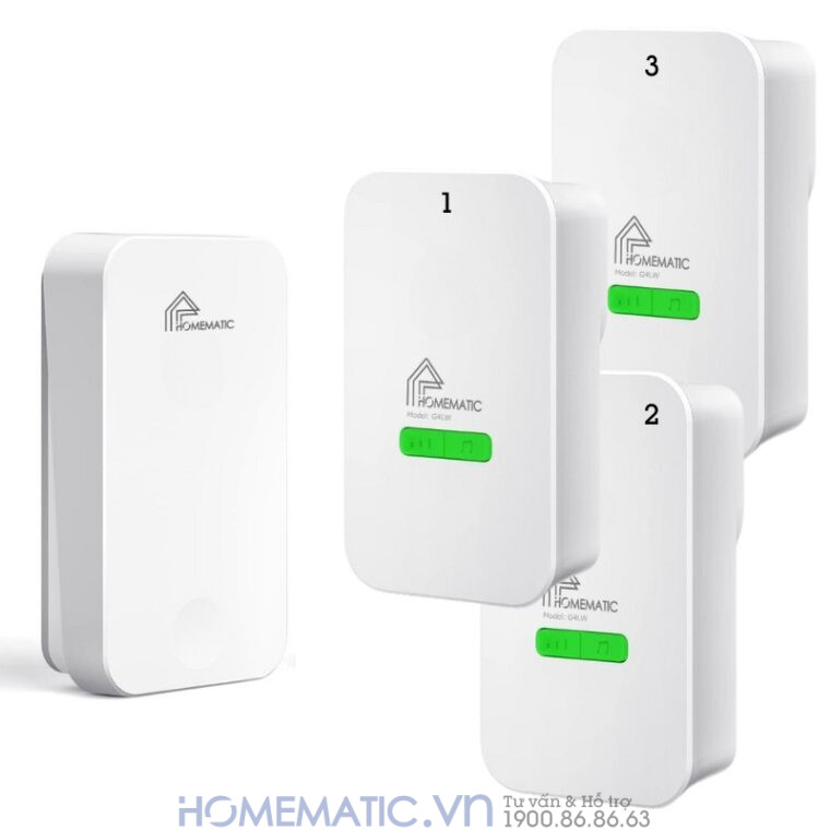 Chuông Cửa Không Dây Không Dùng Pin Homematic G4lw 1 nút bấm 3 loa chuông