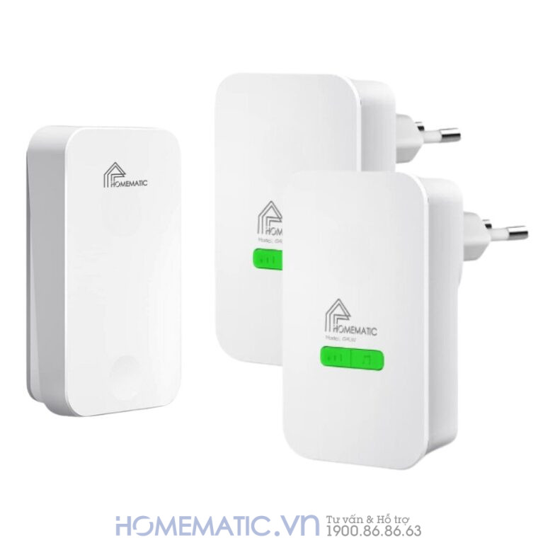 Chuông Cửa Không Dây Không Dùng Pin Homematic G4lw 1 nút bấm 2 loa chuông