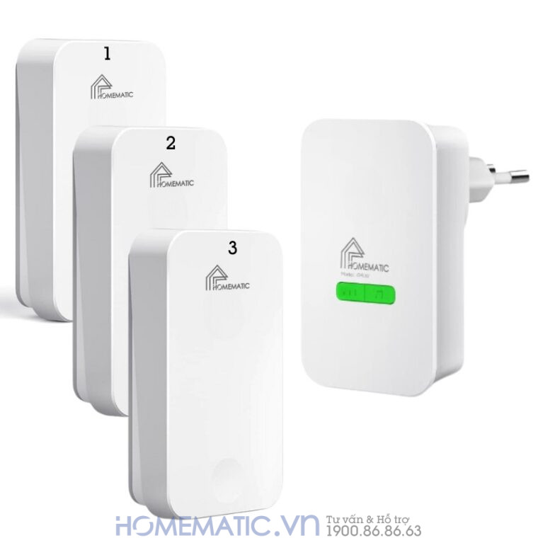Chuông Cửa Không Dây Không Dùng Pin Homematic G4lw bộ 1 loa chuông 3 nút bấm