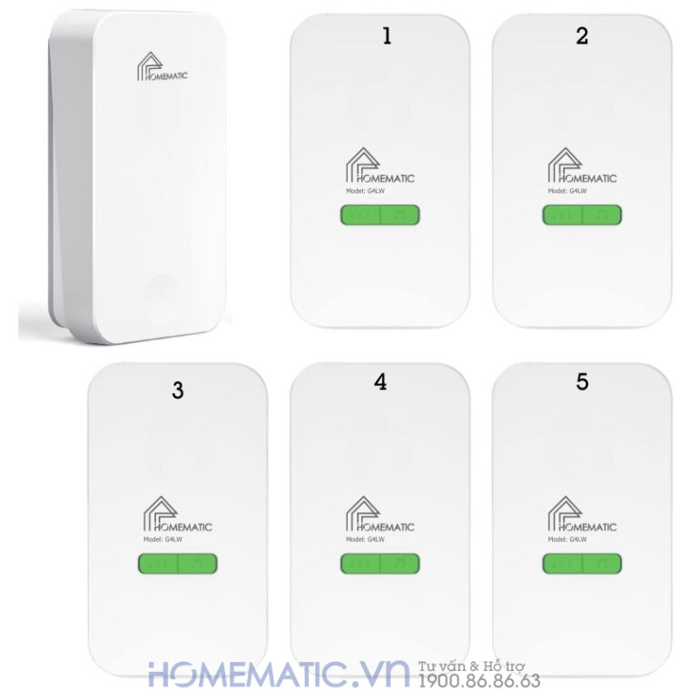 Chuông Cửa Không Dây Không Dùng Pin Homematic G4lw bộ 5 loa chuông 1 nút bấm