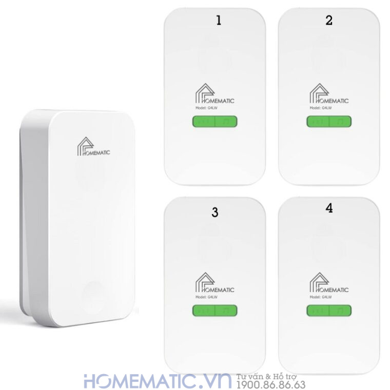Chuông Cửa Không Dây Không Dùng Pin Homematic G4lw 1 nút bấm 4 loa chuông