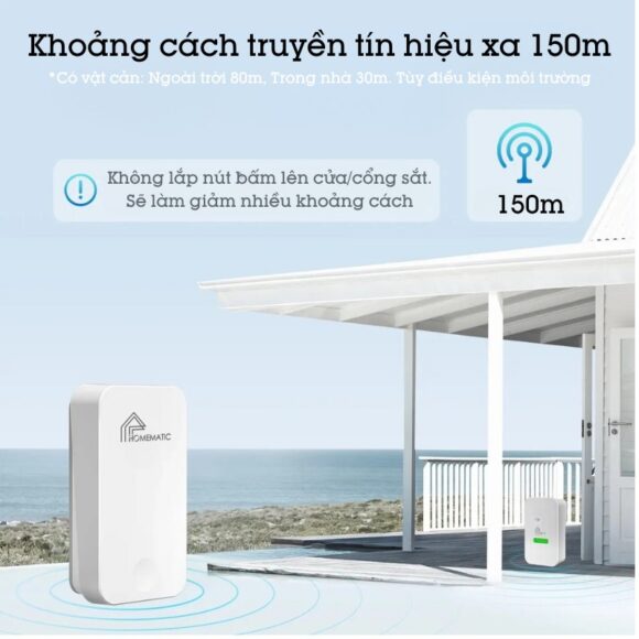 Chuông Cửa Không Dây Không Dùng Pin Homematic G4lw khoảng cách truyền tín hiệu xa 150m