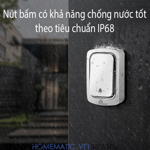 Chuông Cửa Không Dây Thông Minh Cao Cấp nút bấm có khả năng chống nước IP68 Chuông Cửa Không Dây Thông Minh Cao Cấp nút bấm có khả năng chống nước IP68
