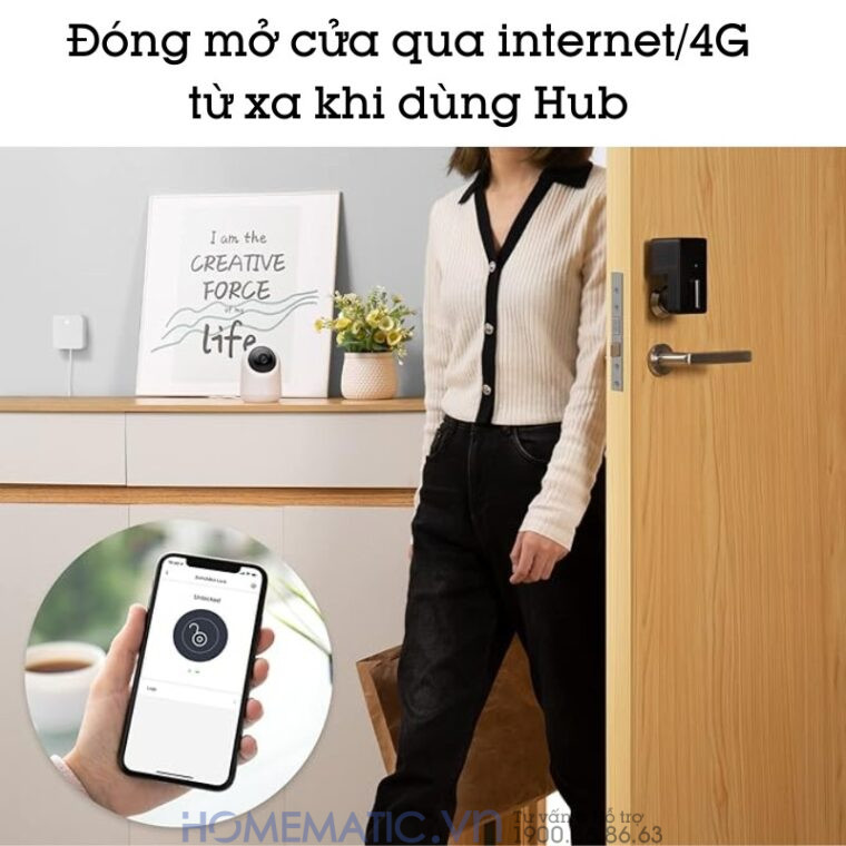 Đóng mở cửa qua internet/4G từ xa khi dùng Hub
