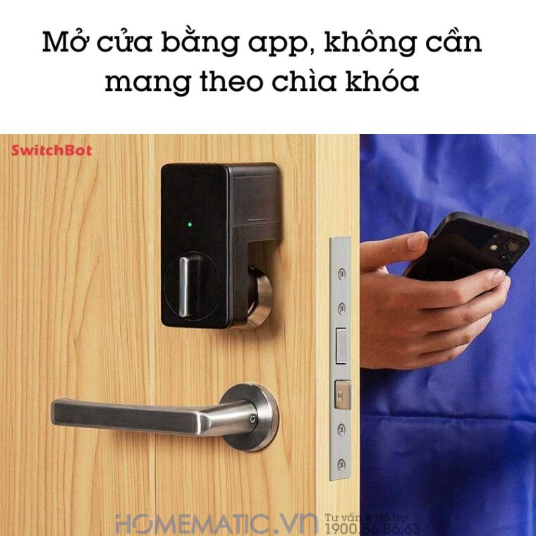 Khóa Vân Tay Cửa Gỗ Thông Minh Switchbot Lock Sb-l Mở Chốt Cửa Không Cần Khoan đục