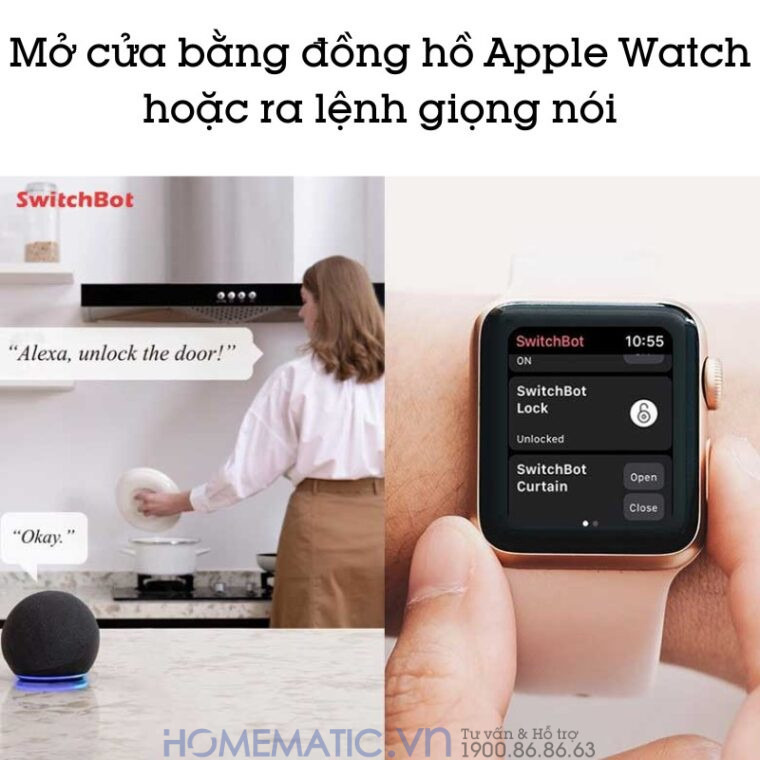 Khóa Vân Tay Cửa Gỗ Thông Minh Switchbot Lock Sb-l Mở cửa bằng giọng nói hoặc apple watch