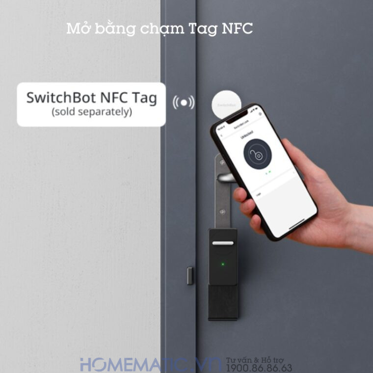 Khóa Vân Tay Cửa Gỗ Thông Minh Switchbot Lock Sb-l Mở bằng chạm tag NFC