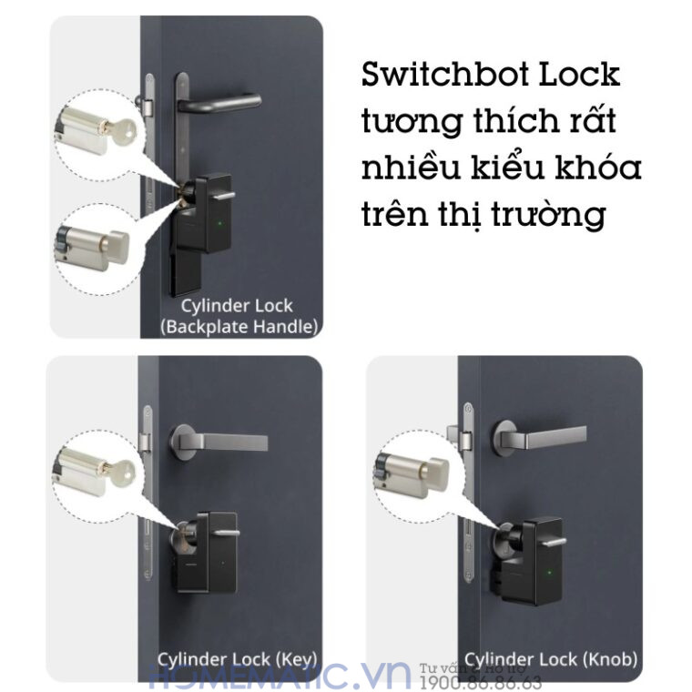 Khóa Vân Tay Cửa Gỗ Thông Minh Switchbot Lock Sb-l tương thích nhiều kiểu khóa cửa gỗ trên thị trường