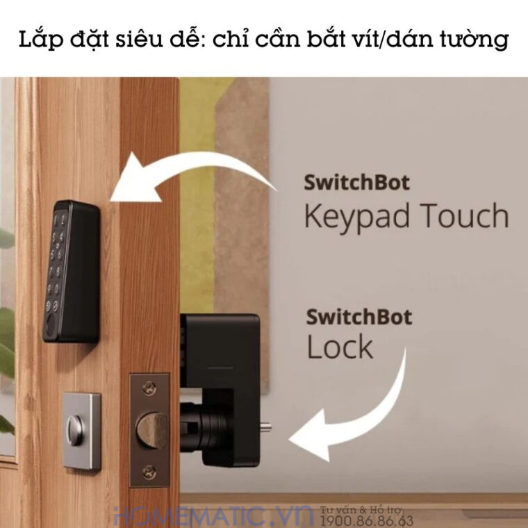 Khóa Vân Tay Cửa Gỗ Thông Minh Switchbot Lock Sb-l Mở Chốt Cửa Không Cần Khoan đục