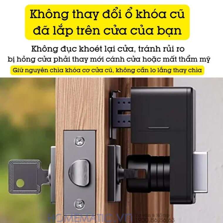 Khóa Vân Tay Cửa Gỗ Thông Minh Switchbot Lock Sb-l không thay đổi ổ khóa cũ