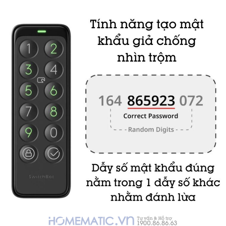 Switchbot Keypad Touch tạo mật khẩu giả