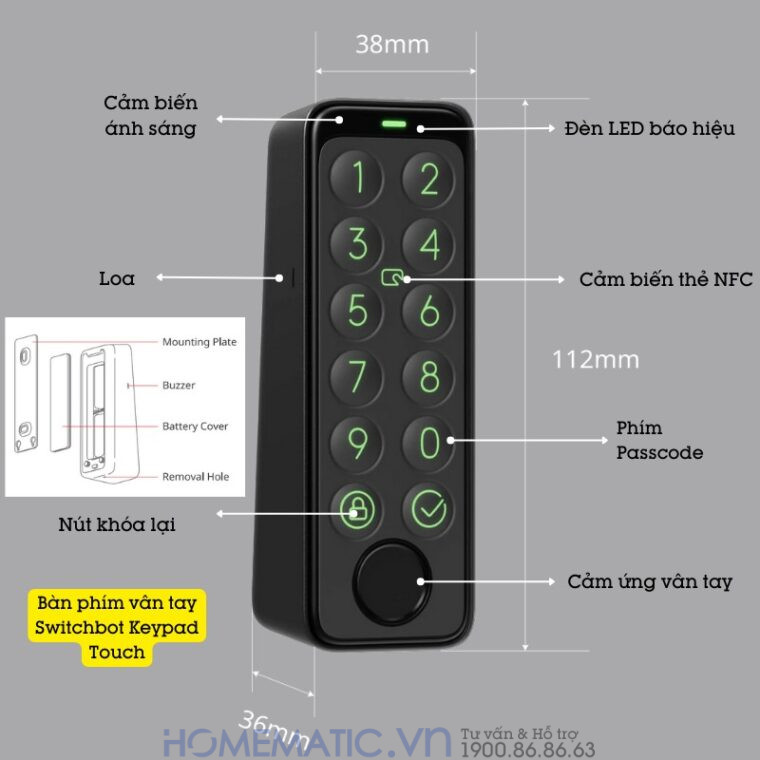 Khóa Vân Tay Cửa Gỗ Thông Minh Switchbot Lock Sb-l Mở Chốt Cửa Không Cần Khoan đục