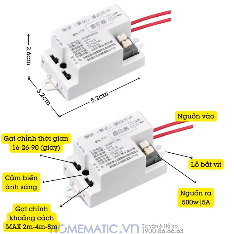 Cảm Biến Vi Sóng Radar Bật Tắt đèn Mini Rf22 Cảm Biến Vi Sóng Radar Bật Tắt đèn Mini Rf22