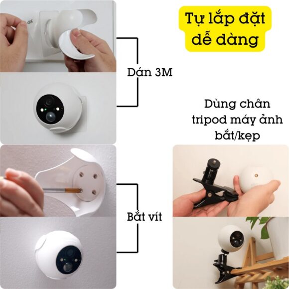 Camera Wifi Ngoài Trời Có đèn Chống Trộm Switchbot Outdoor Spotlight Cam Sb-osc lắp đặt dễ dàng qua 3 cách