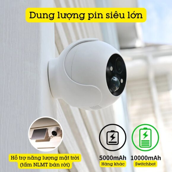 Camera Wifi Ngoài Trời Có đèn Chống Trộm Switchbot Outdoor Spotlight Cam Sb-osc dung lượng pin siêu lớn