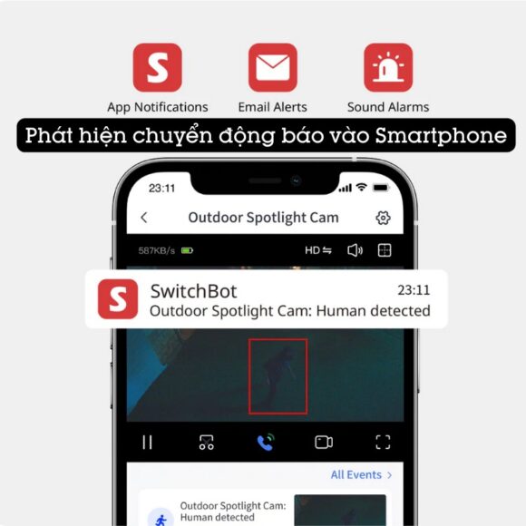 Camera Wifi Ngoài Trời Có đèn Chống Trộm Switchbot Outdoor Spotlight Cam Sb-osc cảnh báo vào Smartphone