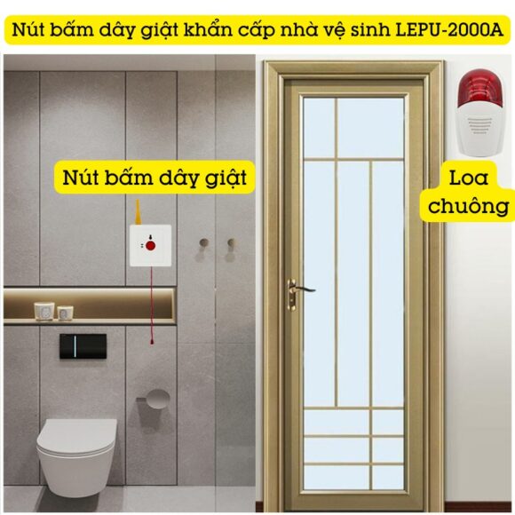 Chuông Báo Cho Người Già Nút Bấm Dây Giật Khẩn Cấp Nhà Vệ Sinh Lepu-2000a