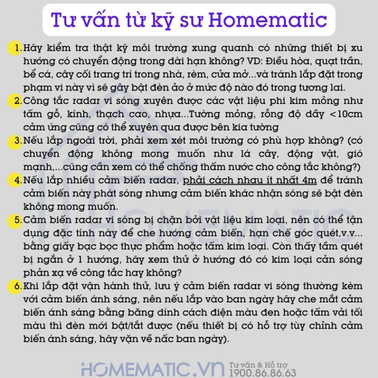 Công Tắc Cảm Biến Chuyển động Radar Vi Sóng tư vấn sử dụng từ Homematic