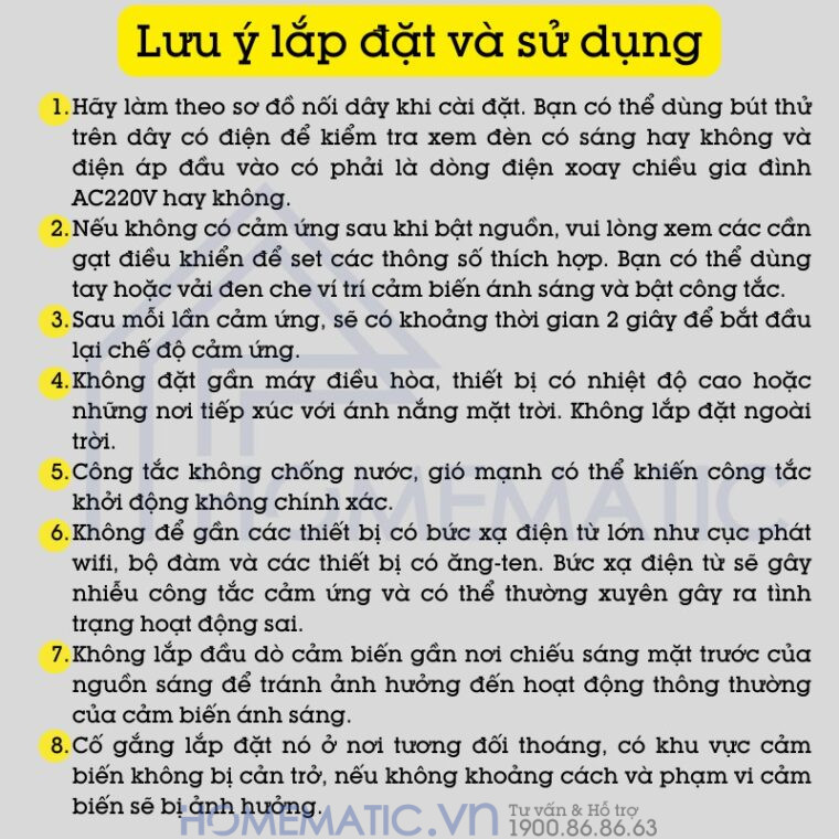 Lưu ý lắp đặt và sử dụng Công Tắc Cảm Biến Chuyển động Radar Vi Sóng Mini