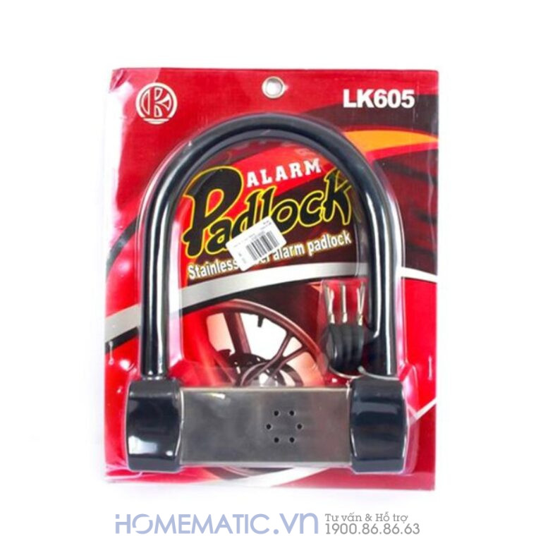 Khóa Bánh Xe Máy Chống Trộm Chống Cắt Có Còi Hú Lk605