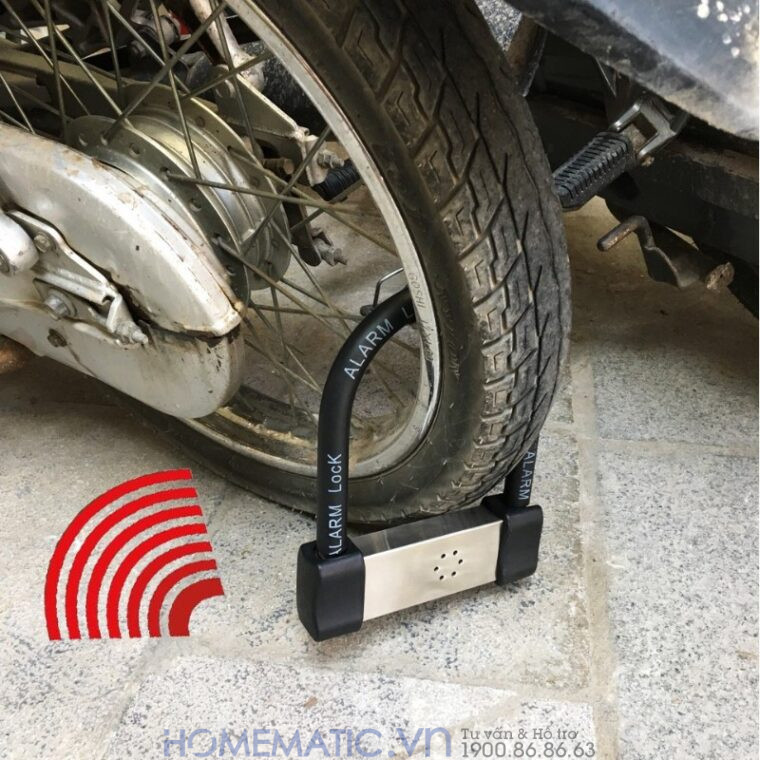 Khóa Bánh Xe Máy Chống Trộm Chống Cắt Có Còi Hú Lk605