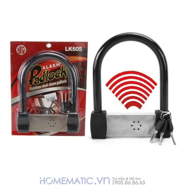 Khóa Bánh Xe Máy Chống Trộm Chống Cắt Có Còi Hú Lk605