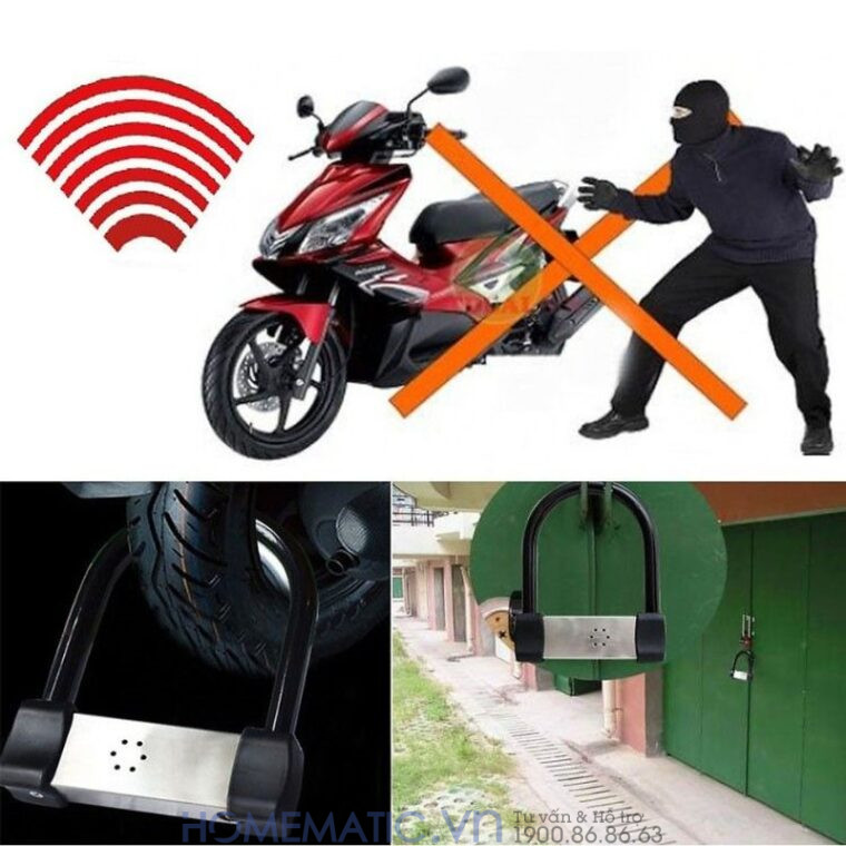 Khóa Bánh Xe Máy Chống Trộm Chống Cắt Có Còi Hú Lk605