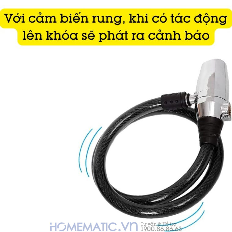 Khóa Dây Xe Máy Xe đạp Dây Cáp Khóa Chống Trộm Có Còi Hú Lk215