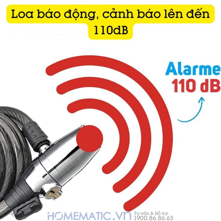 Khóa Dây Xe Máy Xe đạp Dây Cáp Khóa Chống Trộm Có Còi Hú Lk215