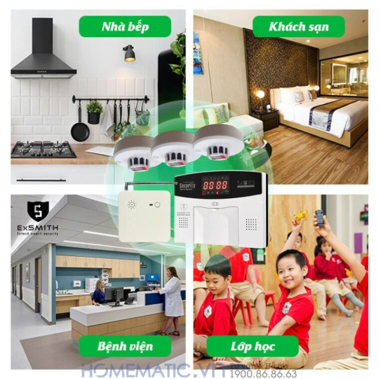 Hệ Thống Báo Cháy Không Dây Gia đình Báo Về điện Thoại Es1720f phạm vi ứng dụng cao