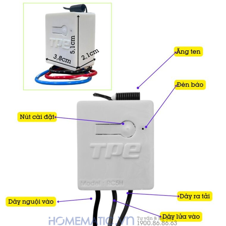 Hộp Công Tắc điều Khiển Từ Xa Hỗ Trợ Hẹn Giờ Tpe Rc5h (2024) Hộp Công Tắc điều Khiển Từ Xa Hỗ Trợ Hẹn Giờ Tpe Rc5h (2024)