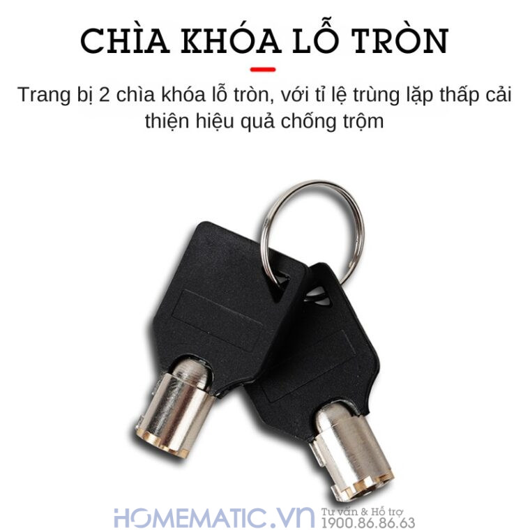 Khóa Chống Trộm Có Còi Hú Adl268 có chìa khóa lỗ tròn không trùng lặp