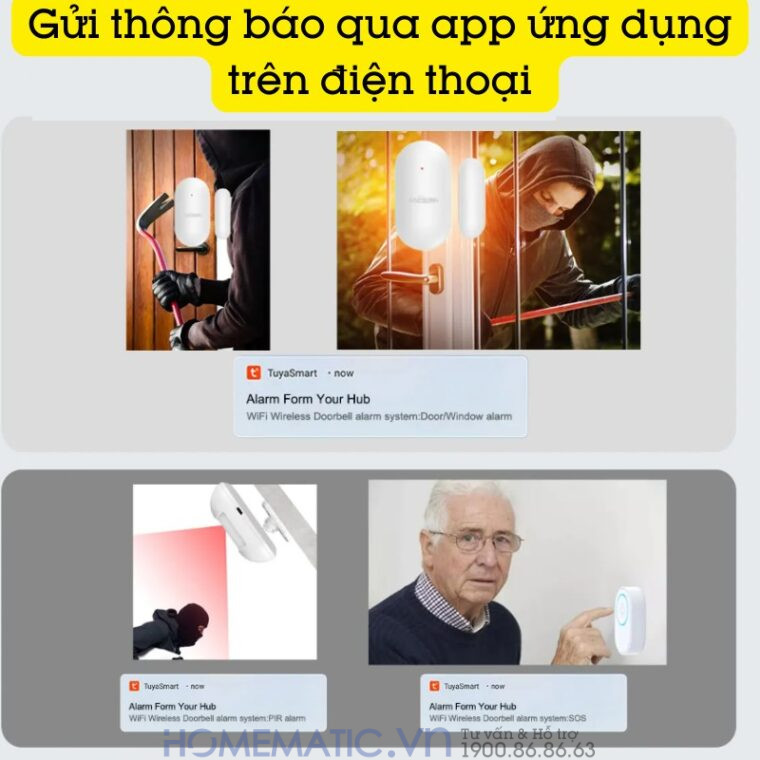 Thiết Bị Chống Trộm Gia đình Báo động Qua Wifi Tdb12f