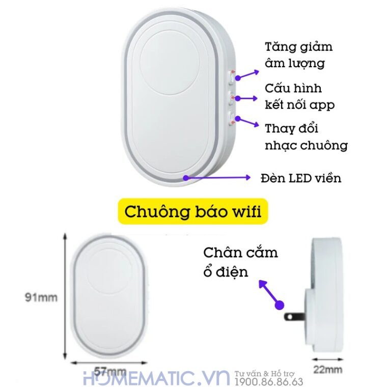 Chuông Wifi điều Khiển Từ Xa Báo Thức Chuông điện Gọi Báo Từ Xa Qua điện Thoại Td12